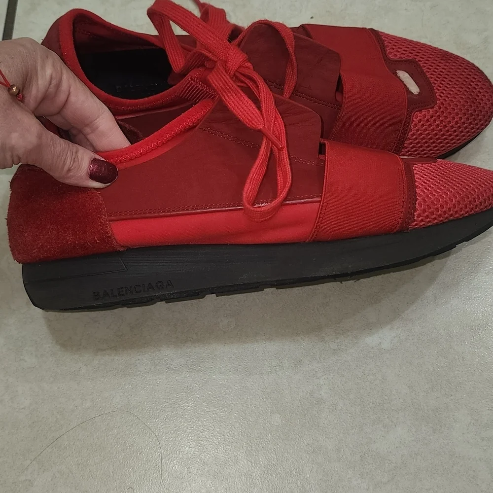 Balenciaga Red Slip-On‎ Athletic Sneakers, Size 41.